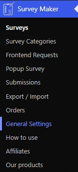 Survey Maker By Ays Dashboard Menu