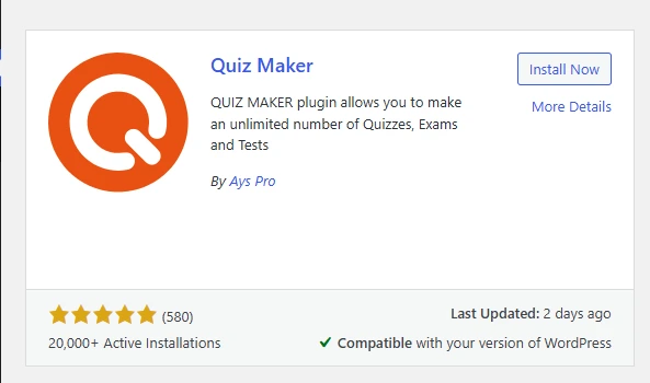 AYS PRO Quiz Maker Wp Dashboard