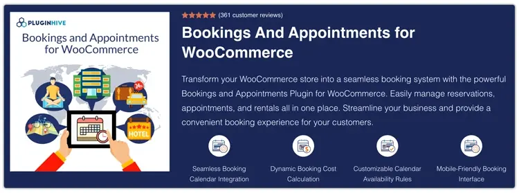 Bookings and Appointments for WooCommerce by PluginHive