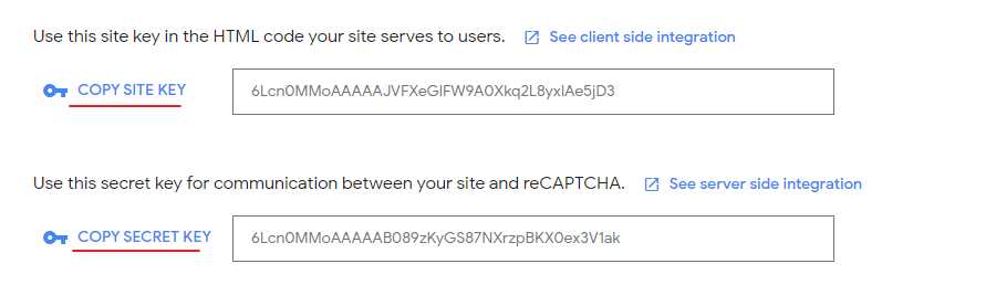Google ReCaptcha Key
