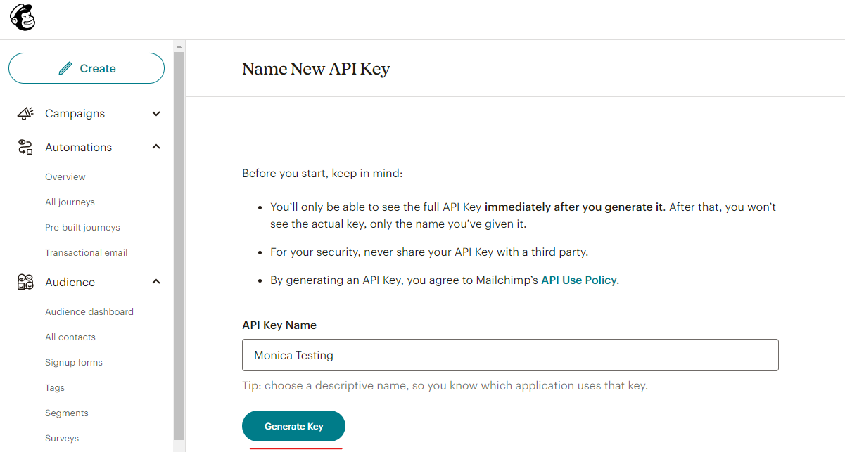 Mailchimp API Key-