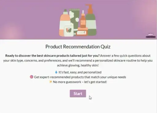 example product recommendation quiz