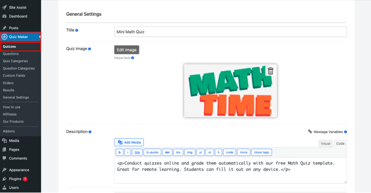 Create and Configure Quiz