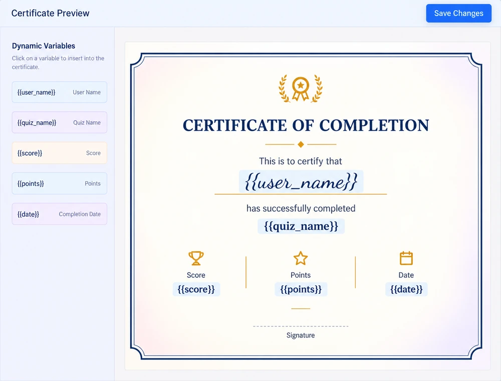 Certificate designer with a course completion certificate preview